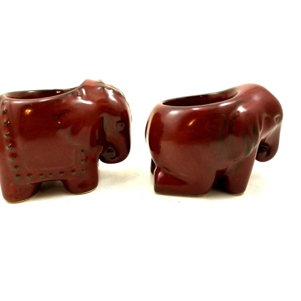 PartyLite Elephant Votive Candle Holder Brown Ceramic Tea Light Home Décor